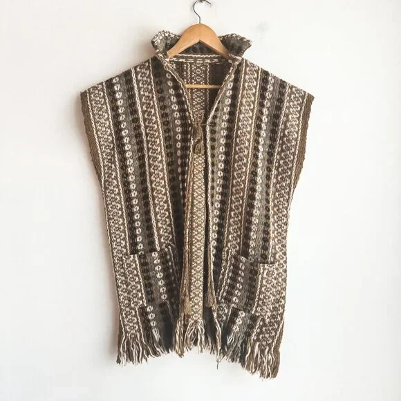 Vintage 70s Boho Browns Boho Vest OS - Picture 2 of 6